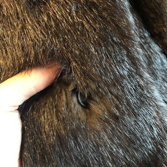 Elegant Dark‎ Brown Mink Coat Huge Collar - Picture 6 of 15